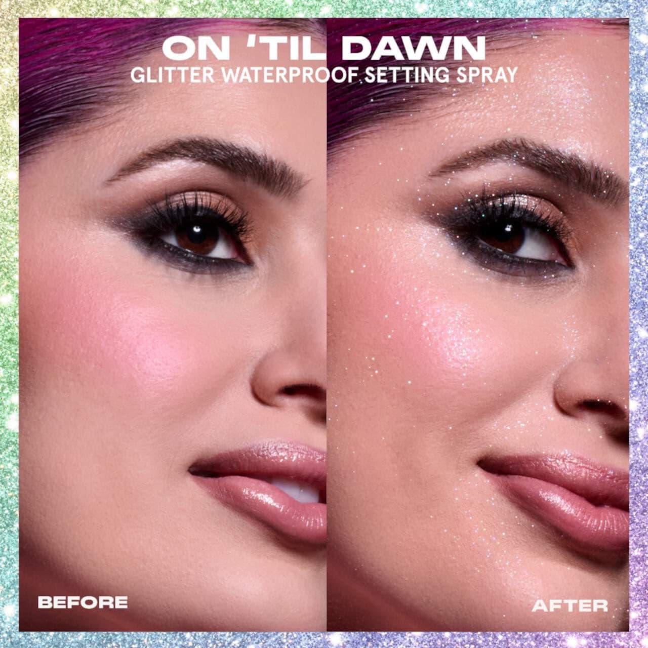 ONE/SIZE Водостойкий спрей для фиксации макияжа с блестками и иридисцентной вуалью, стойкость 16 часов 2