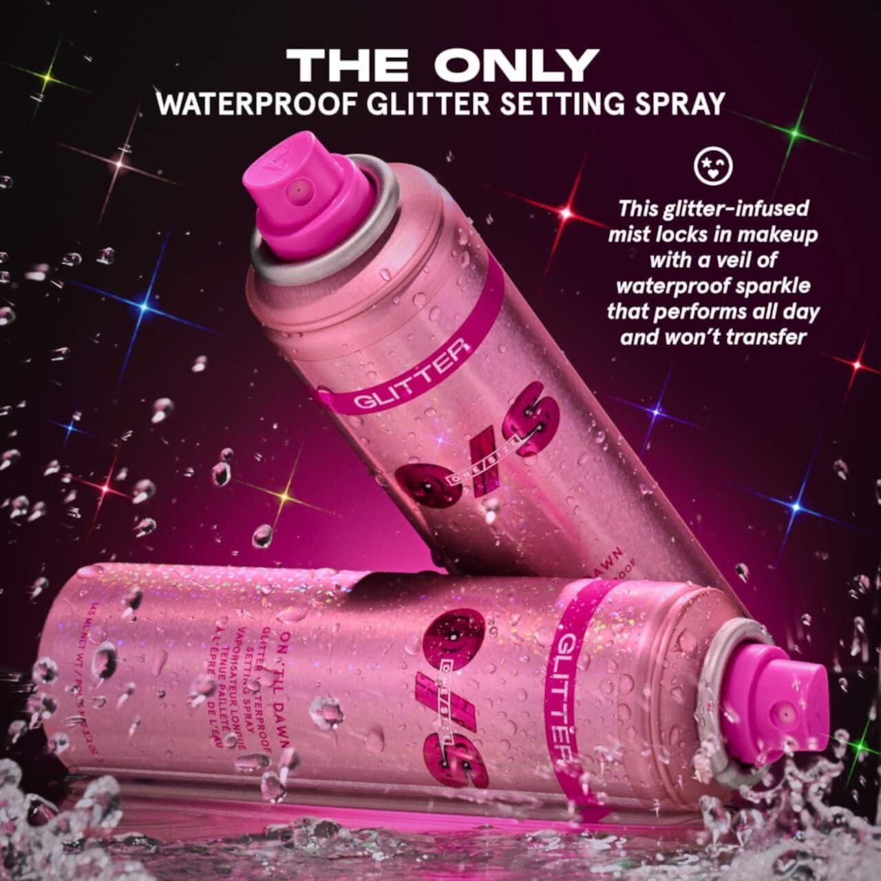 ONE/SIZE Glitter Setting Spray | Водостойкий спрей для фиксации макияжа с блестками и иридисцентной вуалью, стойкость 16 часов 4