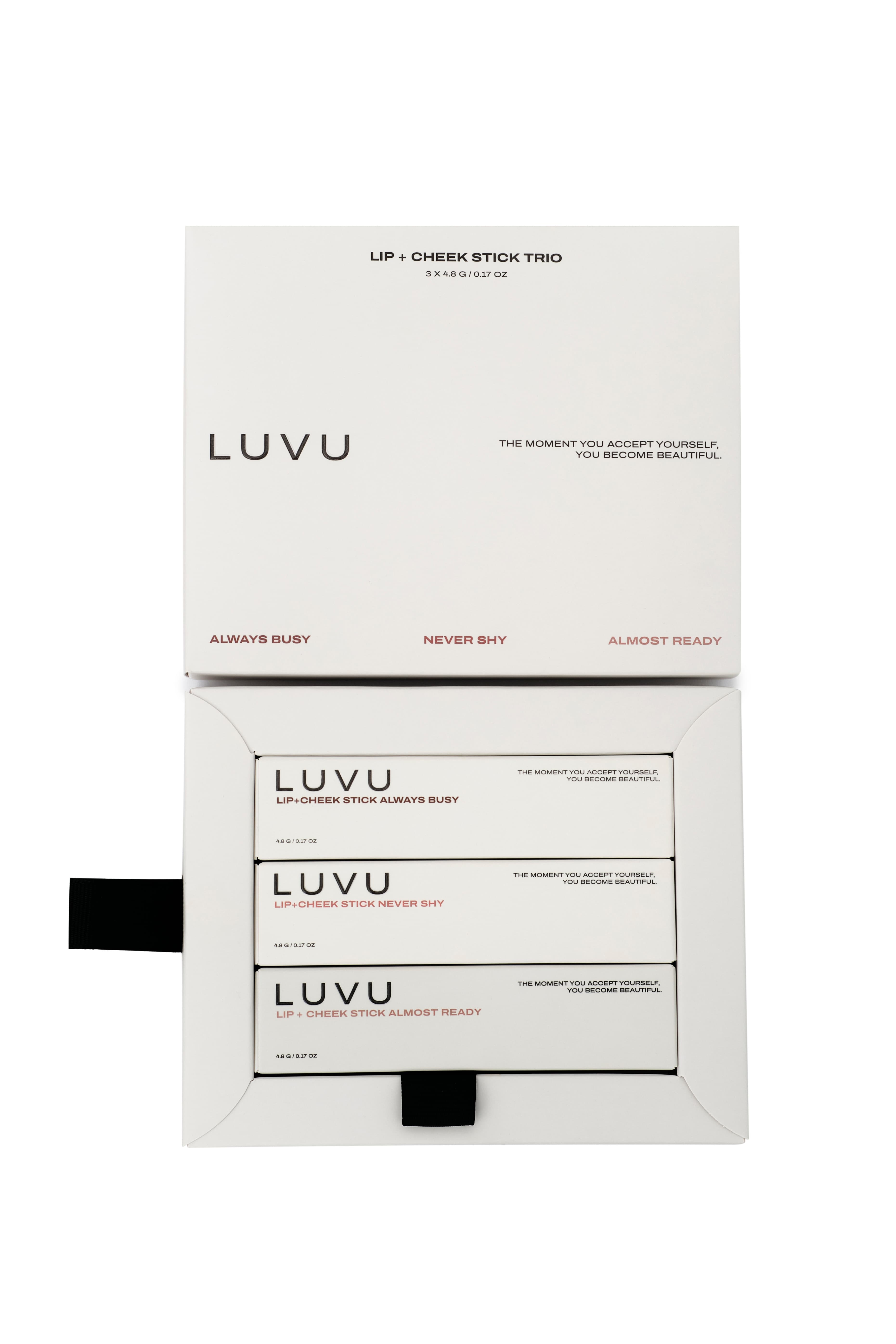 LUVU Trio Lip + Cheek Stick Trio, набор из трех оттенков румян, 14,4 гр 3