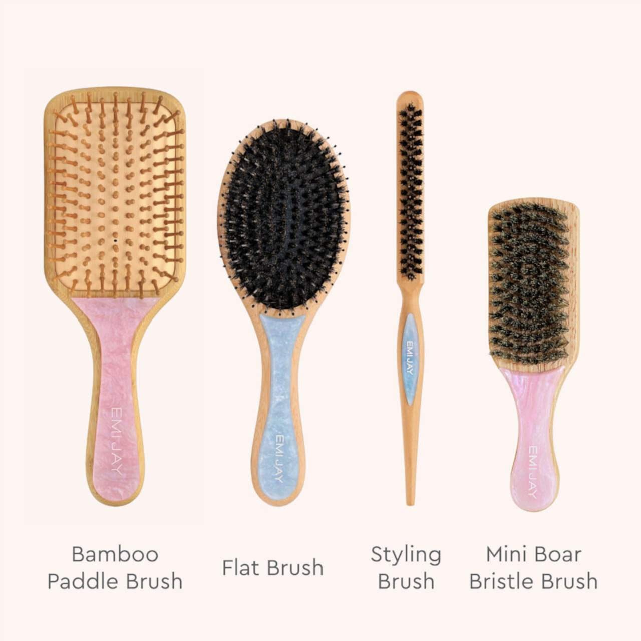 Emi Jay Mini Boar Bristle Hair Brush in Pink Sugar, Мини-щетка для волос 4
