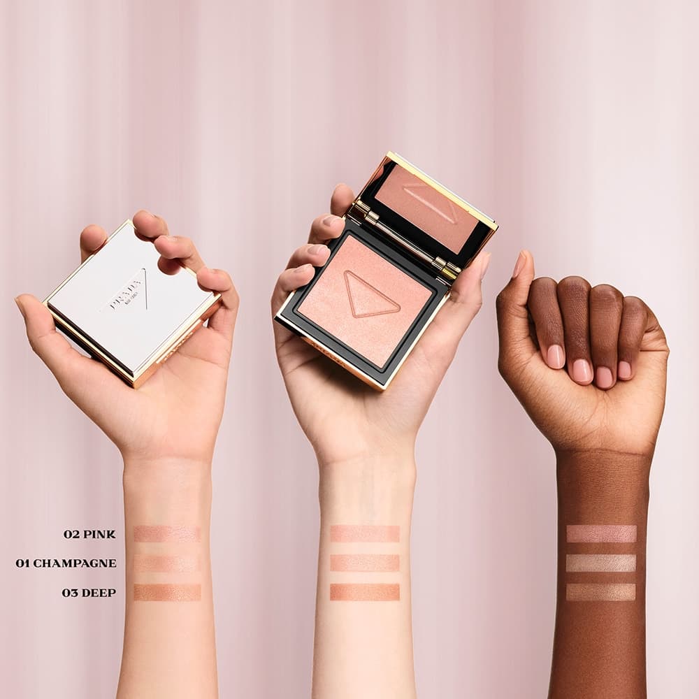 Prada Сияющий хайлайтер, Light Glowing Highlighter Powder 1 - champagne 3