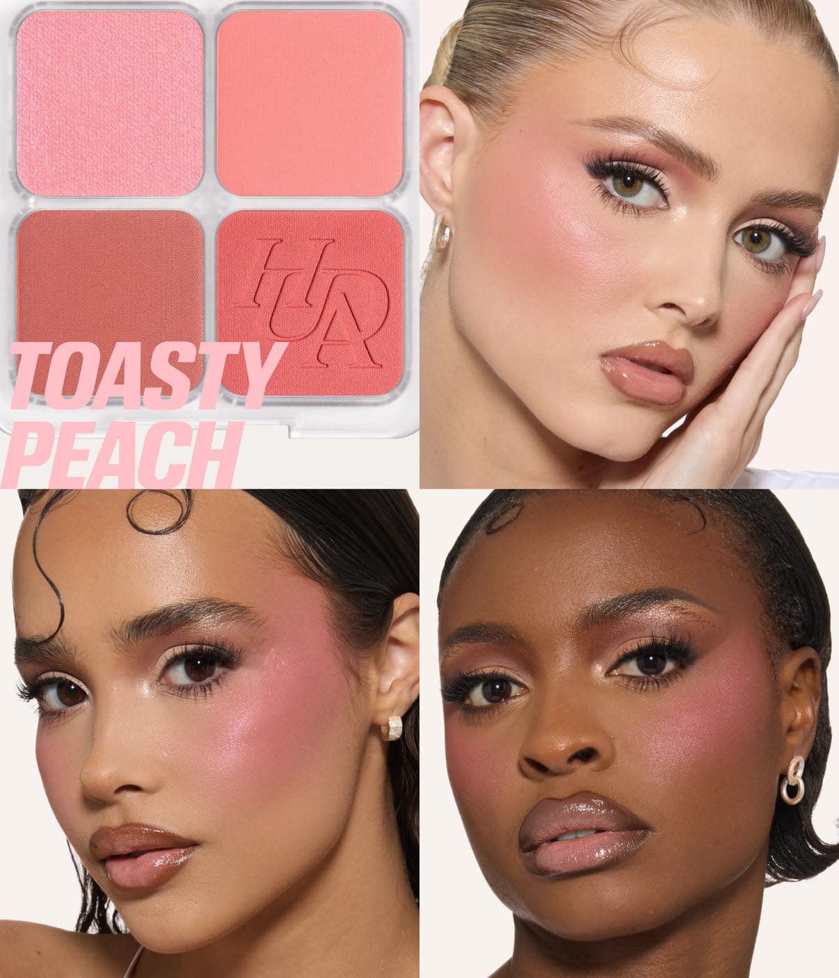 Huda Beauty BLUSH FILTER BLURRING BLUSHLIGHTERS PALETTE, оттенок TOASTY PEACH, палетка румян 3