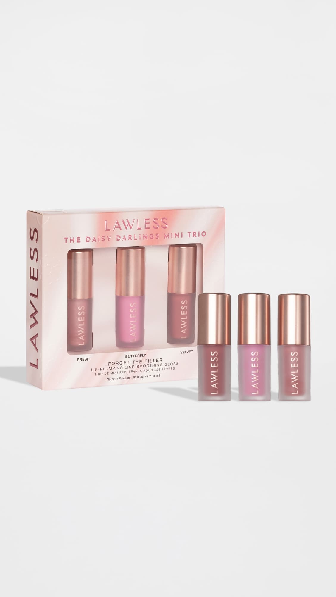 Lawless Daisy Darlings Mini Lip Gloss Trio, мини-набор блесков для губ, 3*1,7 мл
