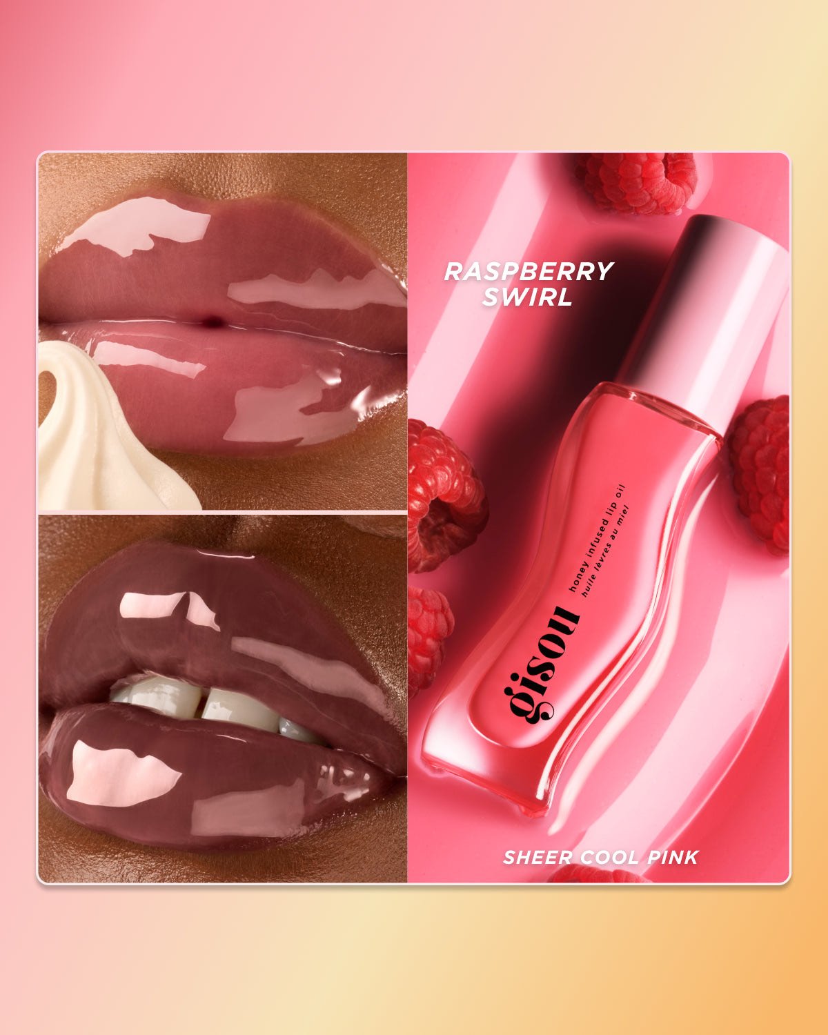Gisou Honey Infused Lip Oil масло для губ с мёдом, Raspberry Swirl (8 ml) 3