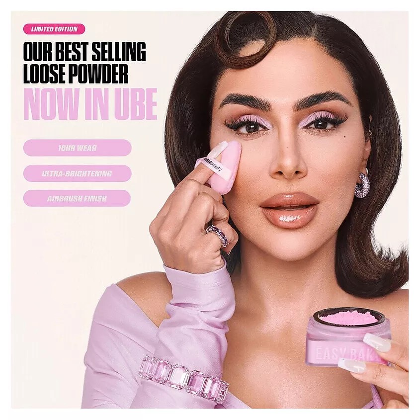 HUDA BEAUTY Рассыпчатая пудра Easy Bake Powder для фиксации макияжа.  Оттенок Ube Birthday Cake 2