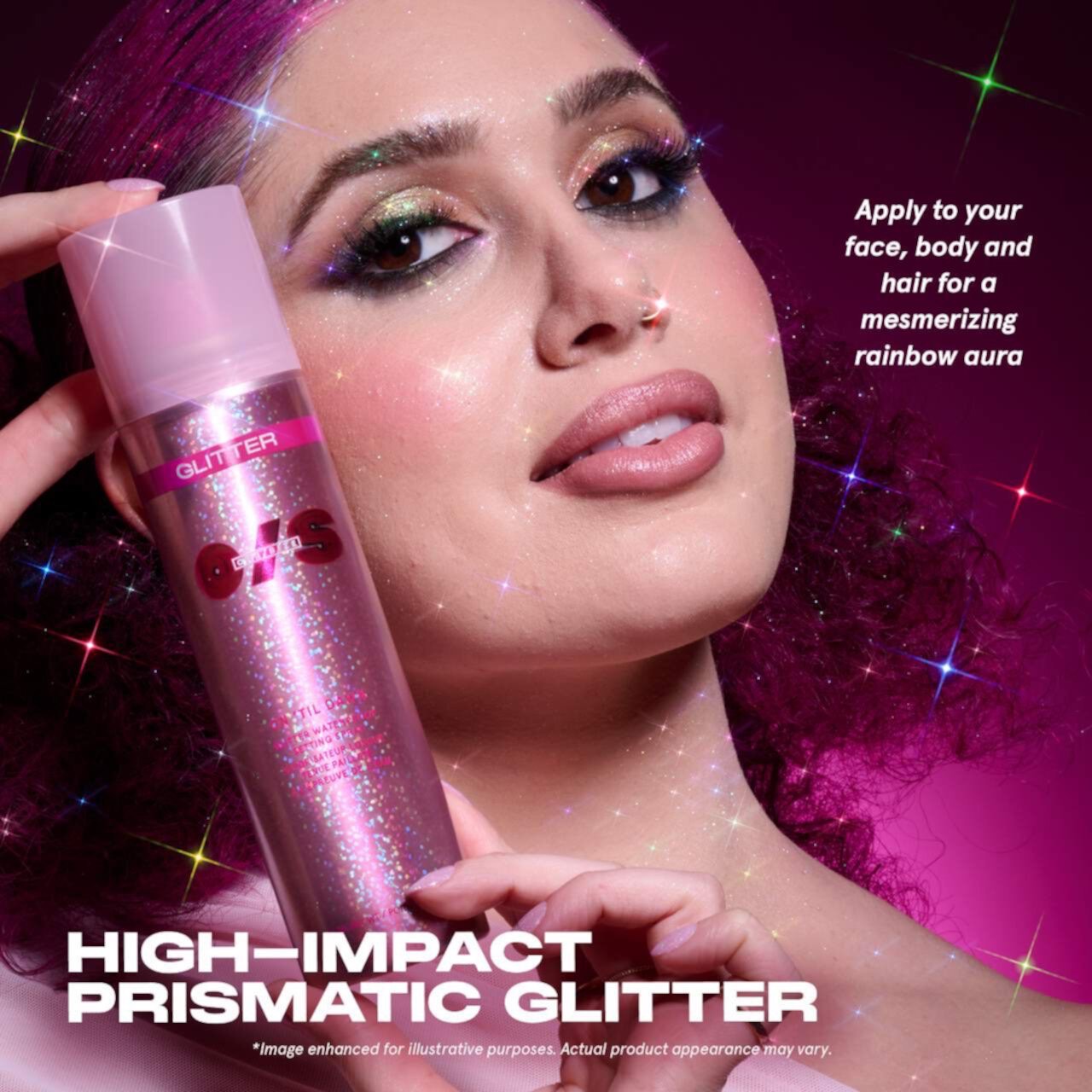 ONE/SIZE Glitter Setting Spray | Водостойкий спрей для фиксации макияжа с блестками и иридисцентной вуалью, стойкость 16 часов 3