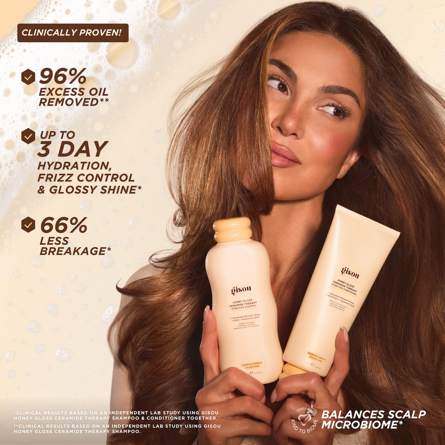 Gisou Honey Gloss Ceramide Therapy Hydrating Shampoo, Шампунь с керамидами, 250 мл 7