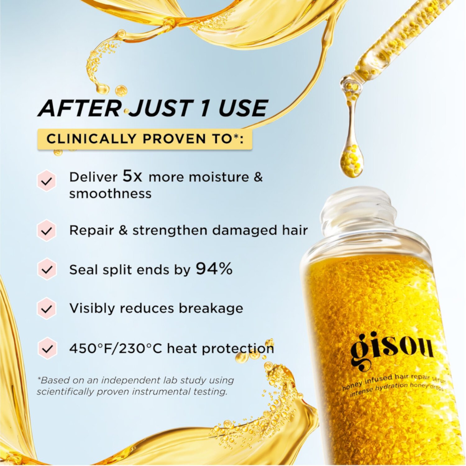 Gisou Honey Сыворотка для волос с медом, Infused Hair Repair Serum, 30 мл 4