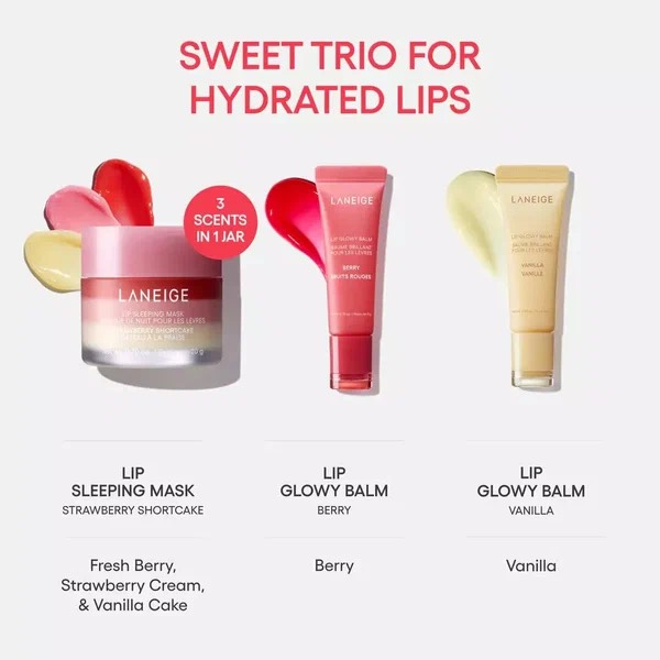 Laneige Набор для губ Berry Sweet Lip Treatment Minis Trio Set 3