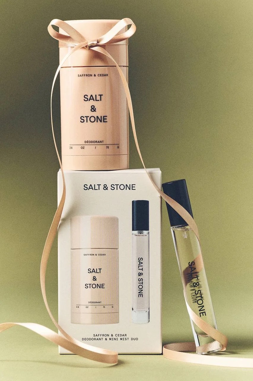 Набор Salt & Stone - Saffron & Cedar Deodorant + Mini Mist Duo 3