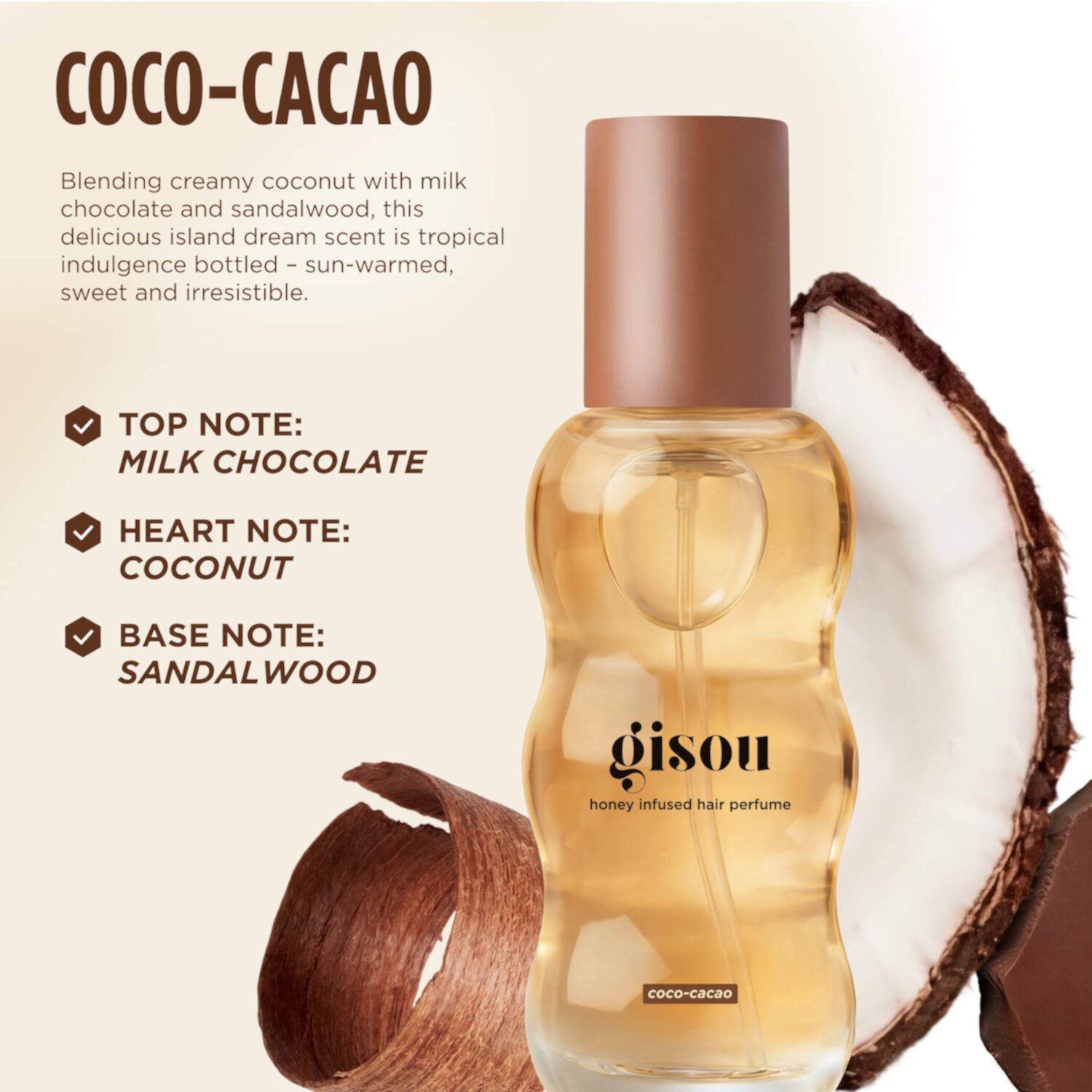 GISOU  Парфюм для волос  Honey Infused Hair Perfume - Coco-Cacao, 15 мл 5
