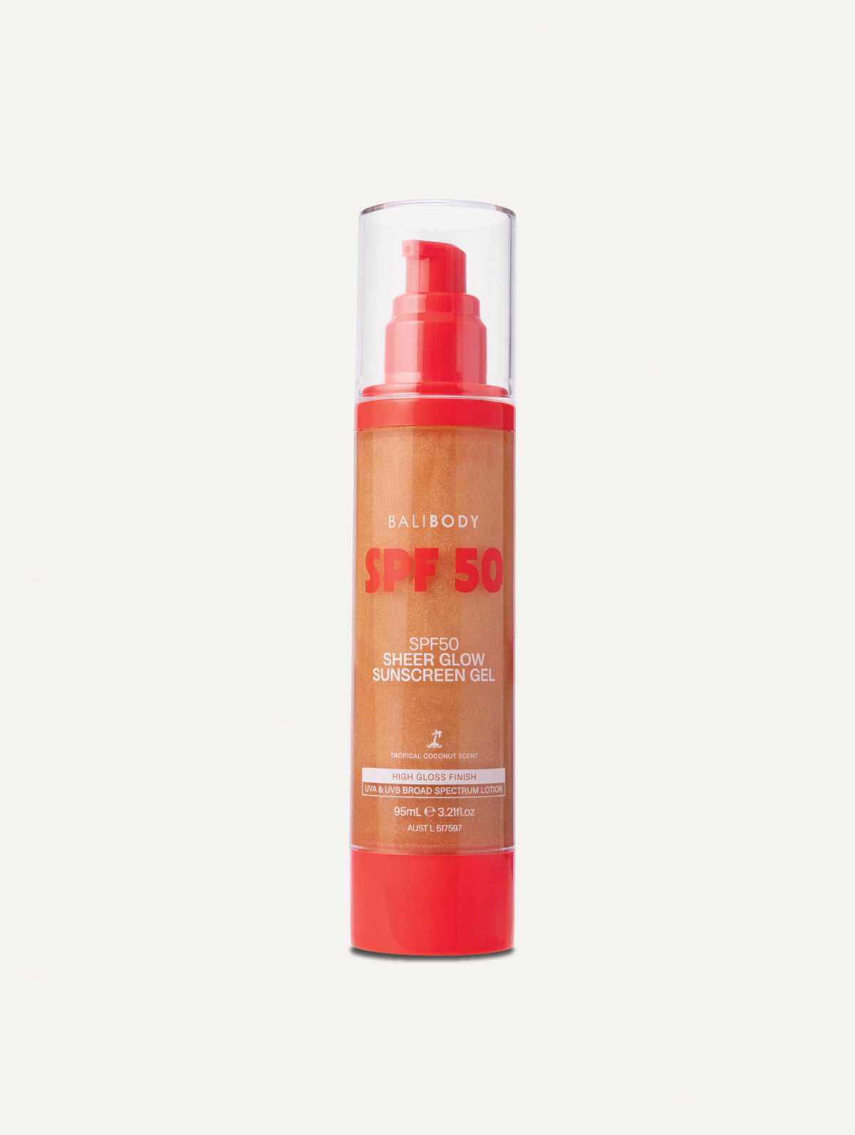 BALIBODY Sheer Glow Sunscreen Gel SPF50 Солнцезащитный Гель для тела с шиммером