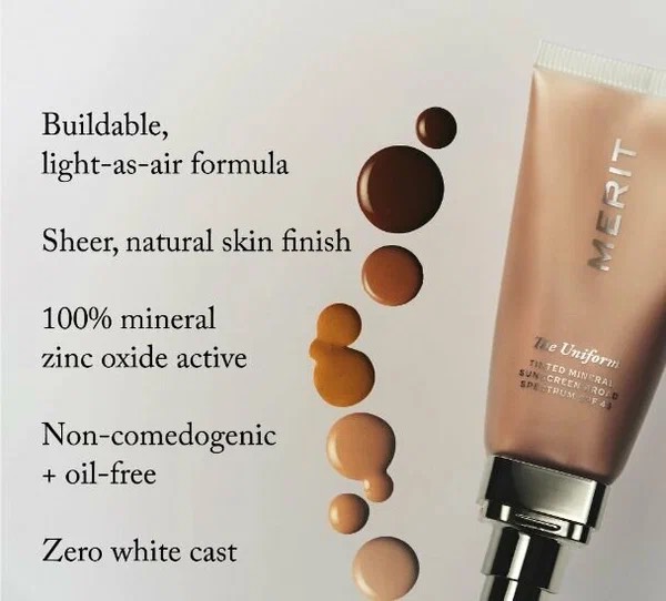 Merit Тональный крем The Uniform TINTED MINERAL SUNSCREEN SPF 45. оттенок 22 6