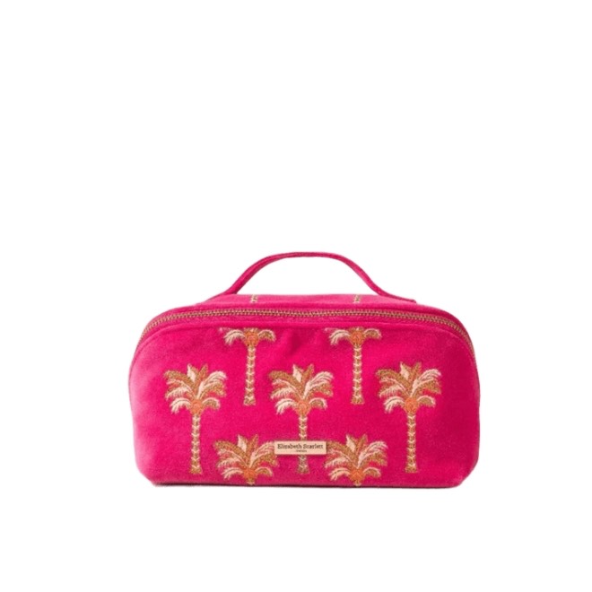 Elizabeth Scarlett Косметичка бархатная Palms Open Flat Makeup Bag