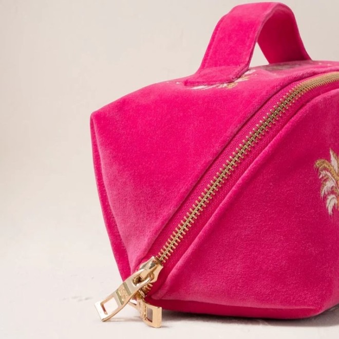 Elizabeth Scarlett Косметичка бархатная Palms Open Flat Makeup Bag 2