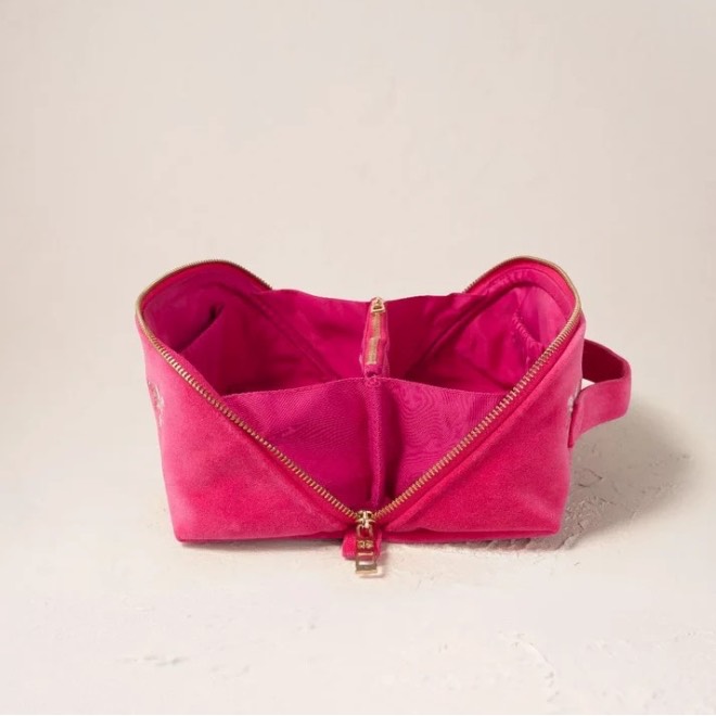 Elizabeth Scarlett Косметичка бархатная Palms Open Flat Makeup Bag 3