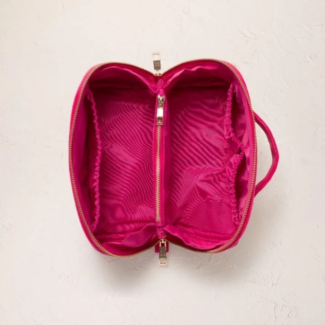 Elizabeth Scarlett Косметичка бархатная Palms Open Flat Makeup Bag 4