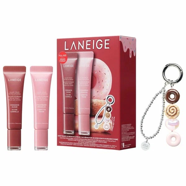 LANEIGE Набор тинтов для губ Donut Delight Lip Serum Duo (Cinnamon Sugar, Strawberry Sprinkles, 2*12 мл) 2