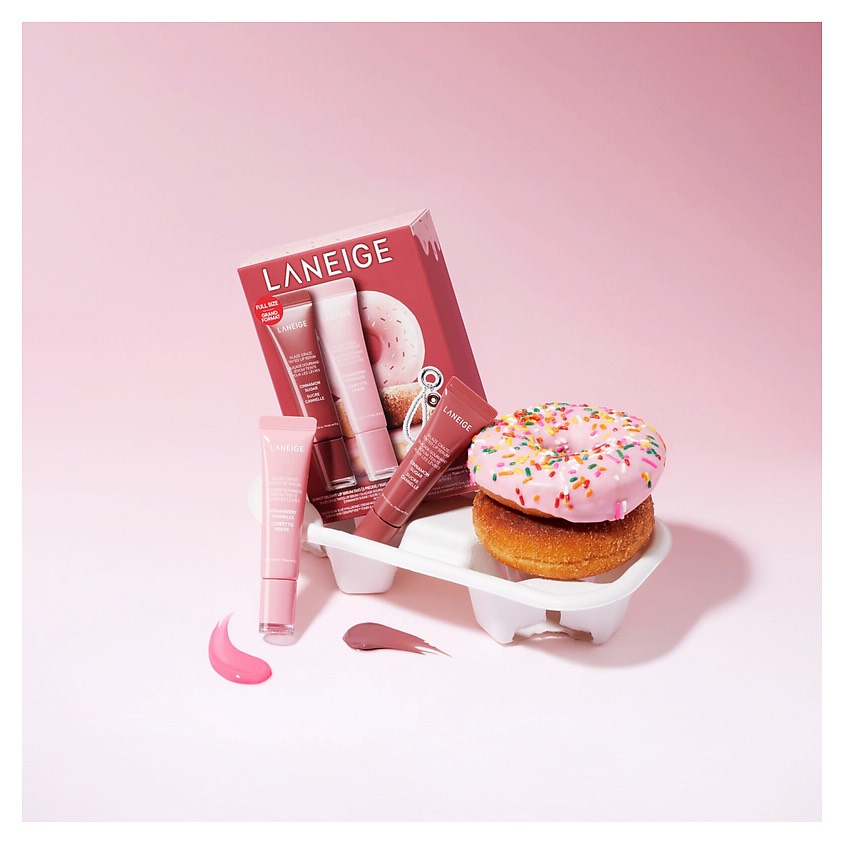 LANEIGE Набор тинтов для губ Donut Delight Lip Serum Duo (Cinnamon Sugar, Strawberry Sprinkles, 2*12 мл) 10